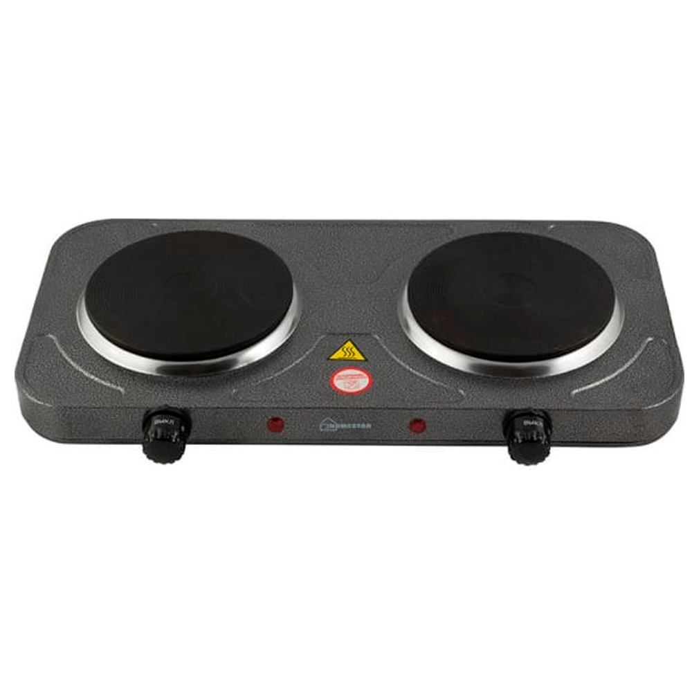 Электроплита двухконфорочная 2 кВт диск серая HS-1104 HomeStar