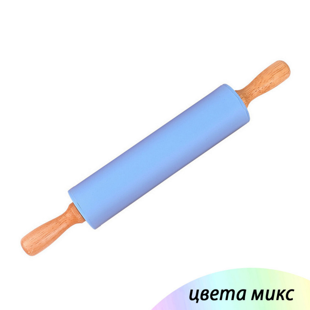 Скалка пластик 38х5,2 см пластиковые ручки силиконовое покрытие микс Baizheng