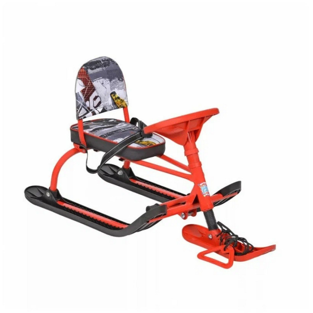 Снегокат металлический h-260 мм до 60 кг складная спинка красный kids extreme TWINY1 Nika
