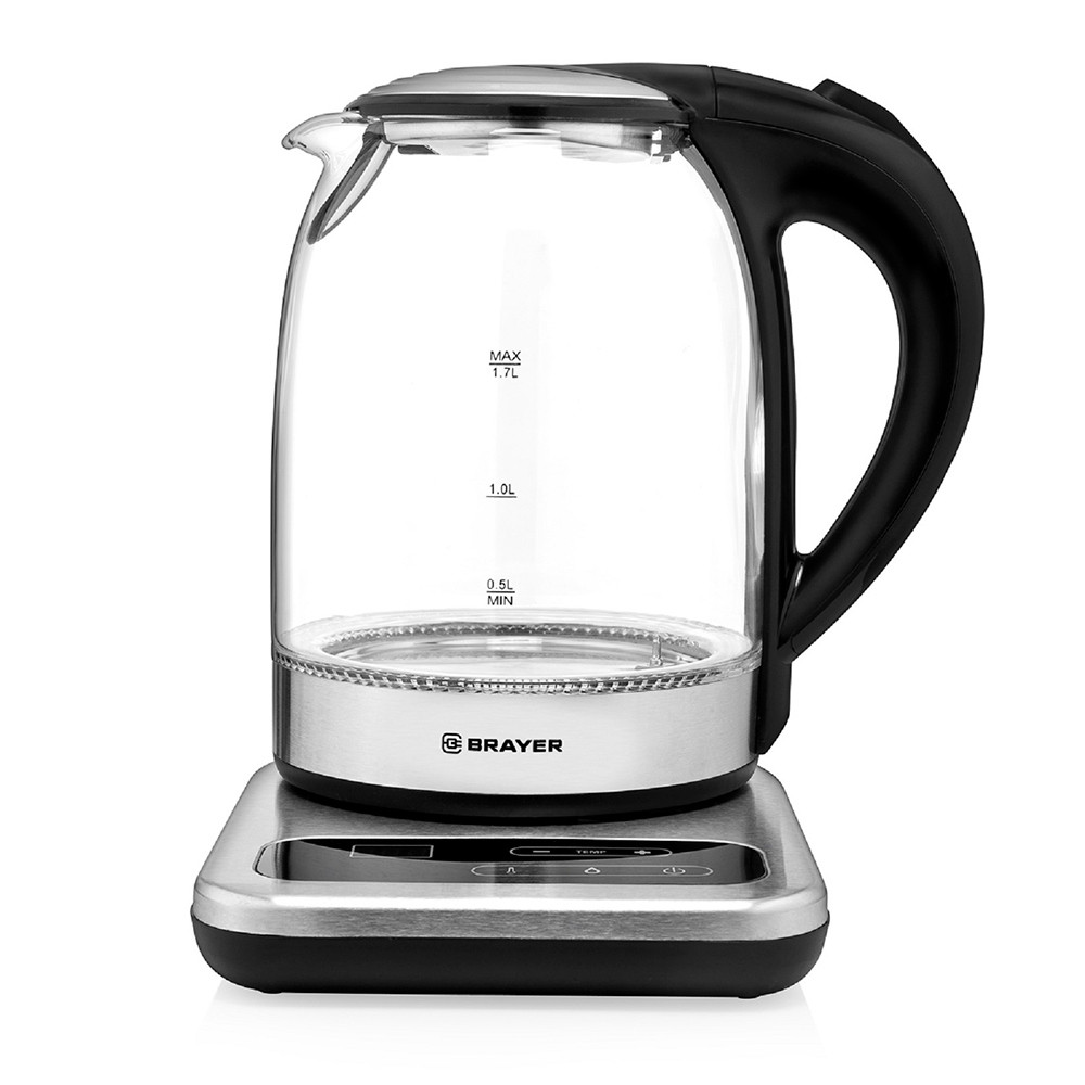 Чайник стеклянный электрический 1,7 л 2,2 кВт подсветка черный BR1003 Brayer