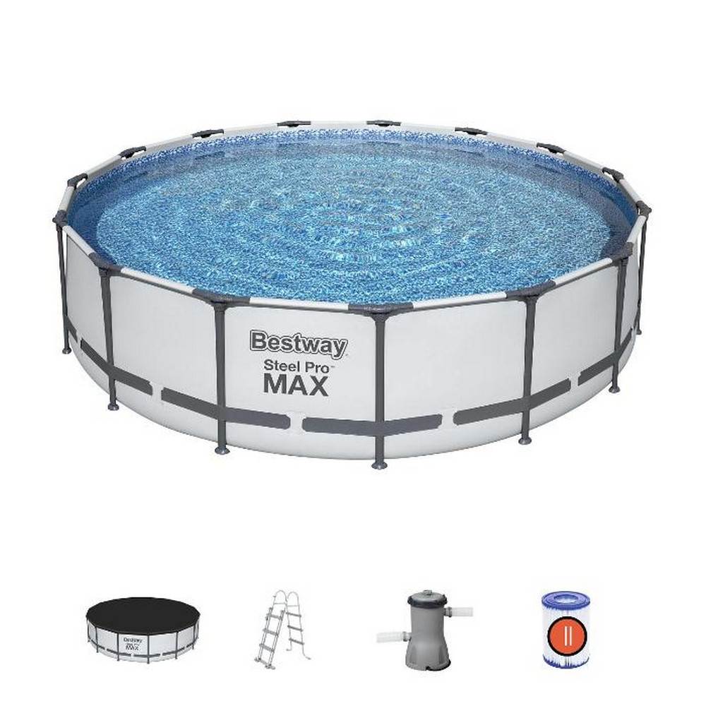 Бассейн каркасный 427х122 см 15232 л фильтр-насос лестница тент BestWay