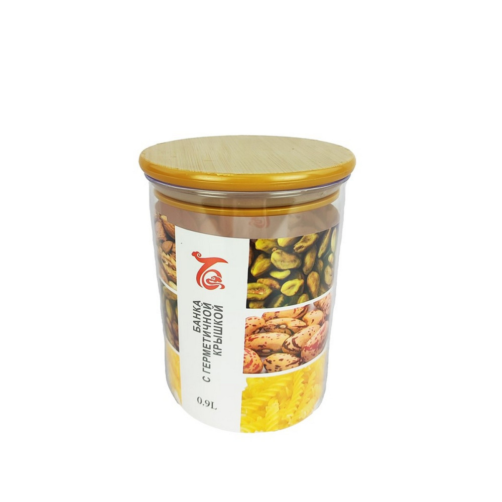 Банка пластиковая для сыпучих продуктов  0,9 л 10,5х10,5х14,5 см герм крышка Baizheng