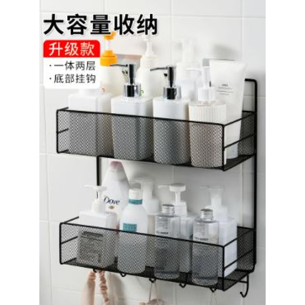 Полка металлическая для ванной 2-х ярусная 36*15*44,5 см черный CY-0173 Baizheng
