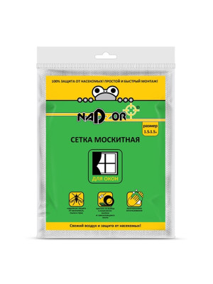 Сетка противомоскитная для окон 1,5х1,5 м 20 г/м2 с крепежом пакет белая Nadzor Сетка противомоскитная для окон 1,5х1,5 м 20 г/м2 с крепежом пакет белая Nadzor