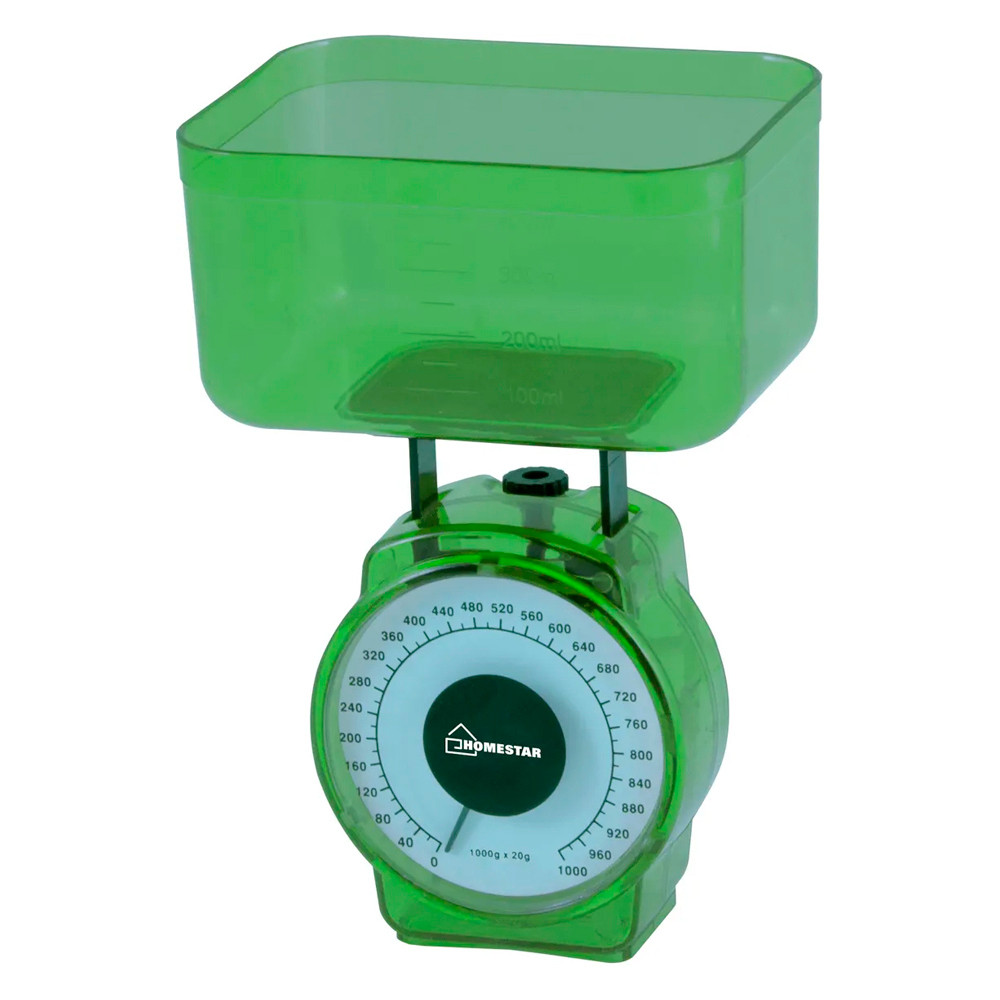Весы кухонные механические 1 кг чаша съемная 0,5 л зеленый HS-3004М HomeStar