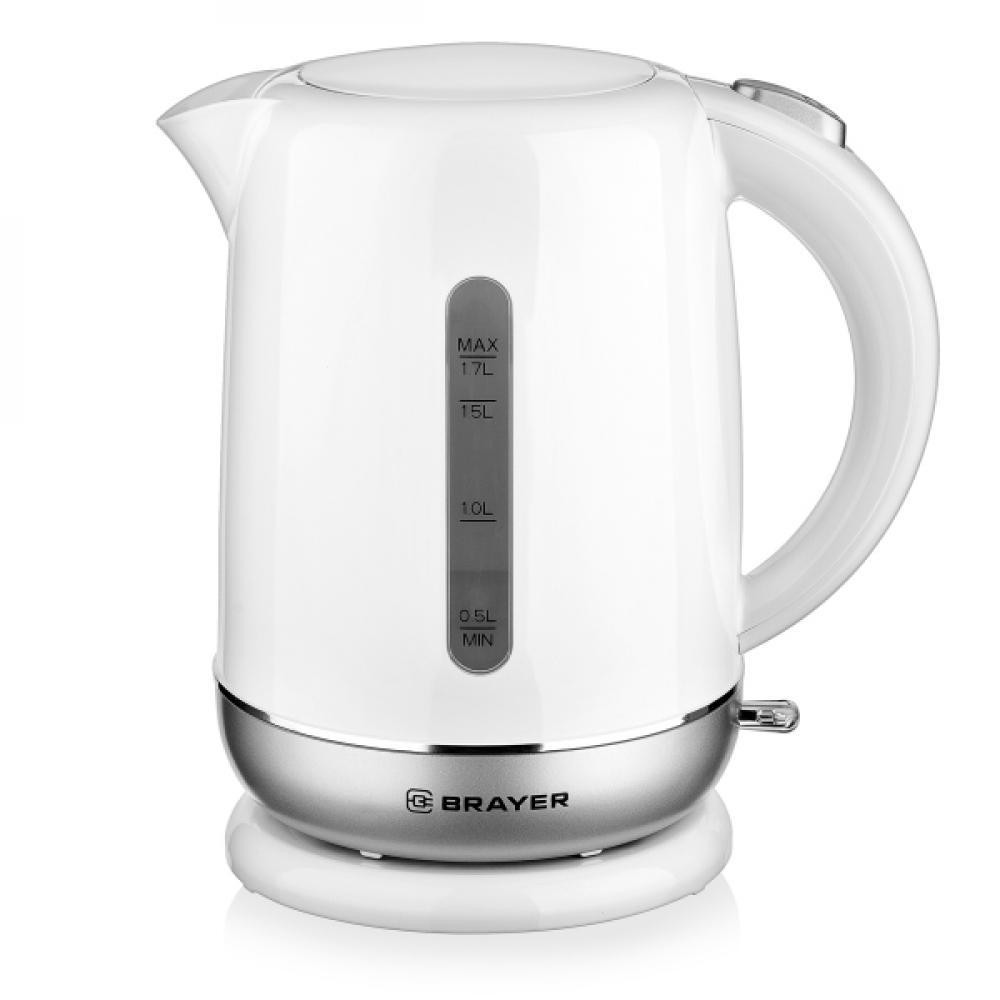 Чайник пластиковый электрический 1,7 л 2,2 кВт белый Brayer