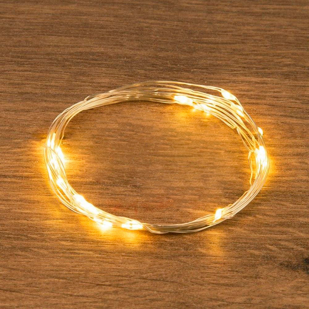 Гирлянда светодиодная  2 м 20 led батарейка 2*CR2032 роса теплый белый Neon-night