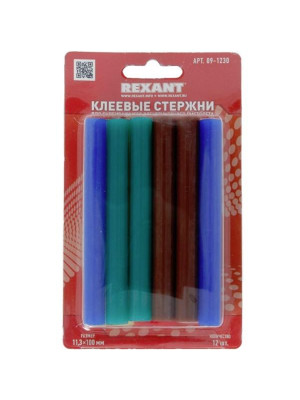 Стержни клеевые 11,3мм*100мм цветные 12шт