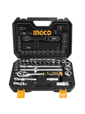 Набор головок INGCO INDUSTRIAL 25 предметов с трещоткой 10-32 мм. Набор головок INGCO INDUSTRIAL 25 предметов с трещоткой 10-32 мм.