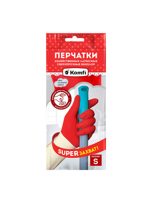 Перчатки хозяйственные латексные сверхпрочные белый/красный Биколор S Перчатки хозяйственные латексные сверхпрочные белый/красный Биколор S