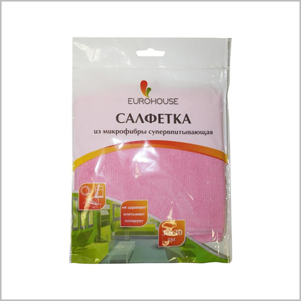 Салфетка из микрофибры 30*30 см Супервпитывающая Lux ЕвроХаус