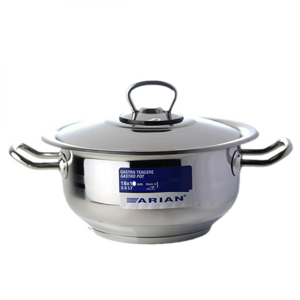Кастрюля нерж сталь  2,5 л мет крышка мет ручка индукция Pot Gastroo Arian