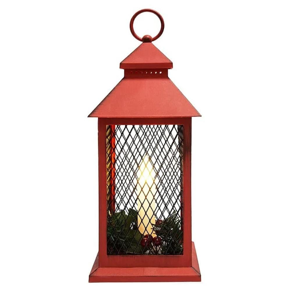 Светильник светодиодный 30,5*13,5*13,5 см 1 led Фонарь со свечкой красный 2*ААА Neon-night